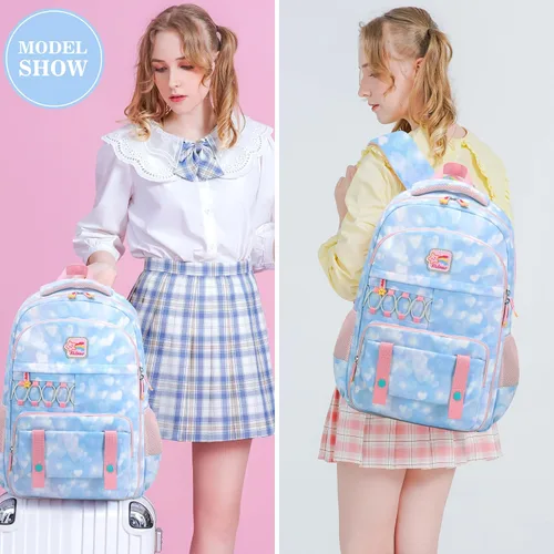 Vista 6 de Mochila escolar para niñas, mochila para computadora portátil, mochila escolar linda para niños y jardín de infantes, mochilas grandes para mujeres