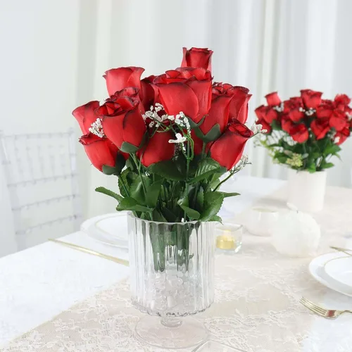 Vista 13 de Efavormart 12 arbustos Ramos de capullos de rosas artificiales de seda de primera calidad