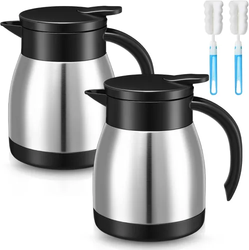 Vista 12 de Norme 2 jarras térmicas de café de acero inoxidable aisladas para líquidos calientes, dispensador térmico de jarra con cepillos para mantener