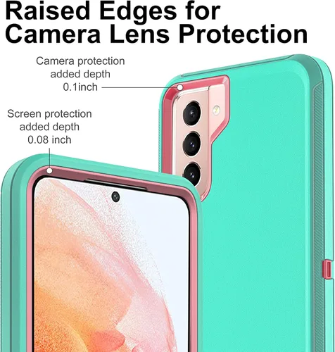 Vista 3 de Funda para Galaxy S21, S21 con protector de pantalla de TPU flexible autorreparable [2 unidades], funda de protección 3 en 1 resistente para Samsung