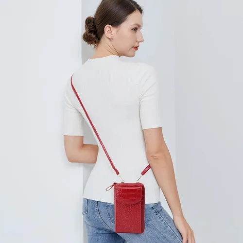 Vista 2 de Bolso cruzado pequeño para teléfono celular, cartera con tarjetero y ranura para tarjetas