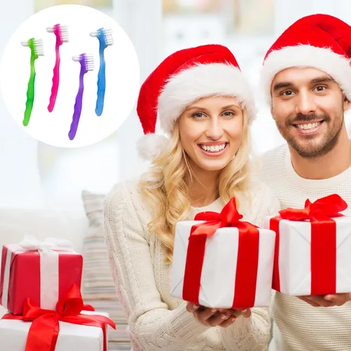 Vista 7 de Cepillo de dientes pequeño para dentaduras postizas, cerdas multicapas, mango de goma ergonómico para limpieza de dientes falsos
