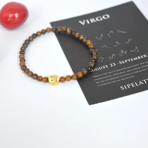 Vista 4 de SIPELATY Pulsera de constelación con signo de estrella de energía de 0.157in con dije chapado en oro de 18 quilates para mujer