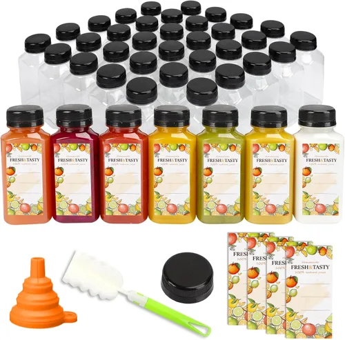 Vista 8 de TOMNK 45 botellas de plástico de 2 onzas con tapas, botellas de chupito de jengibre, recipientes reutilizables transparentes a granel para inyección