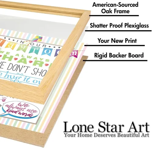 Vista 3 de In Our Playroom Rules Wall Art 11x14 Framed Poster Ready to Hang Kids Behavior Chart Nursery Decor Classroom Rules Poster Sharing Kind Words Hug It