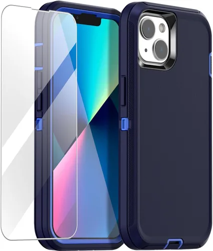 Vista 20 de AICase para iPhone 13/iPhone 14 con funda con clip para cinturón, protector de pantalla, funda protectora resistente de grado militar, protección