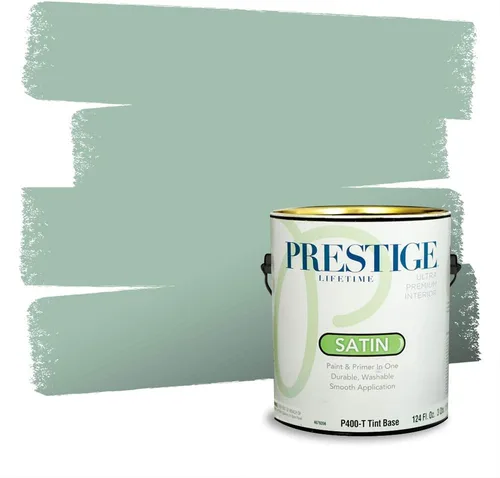 Vista 146 de Prestige Paints - Pintura exterior e imprimación en uno, 1 galón, plano, compatibilidad comparable con el color menta «Whipped Mint» de Behr