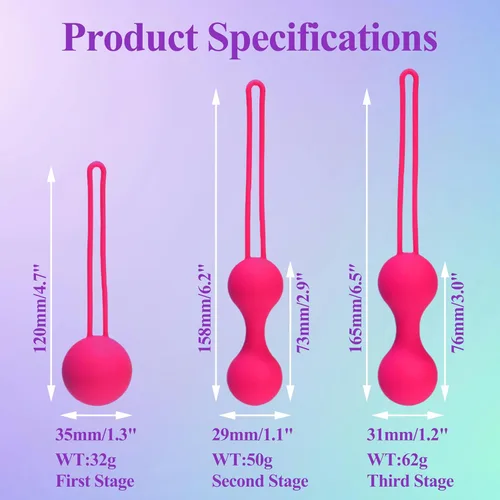 Vista 3 de Kegel - Sistema de ejercicio Kegel, masajeador de peso de bola de 3 piezas para mujeres, principiantes y avanzados, músculos del suelo pélvico