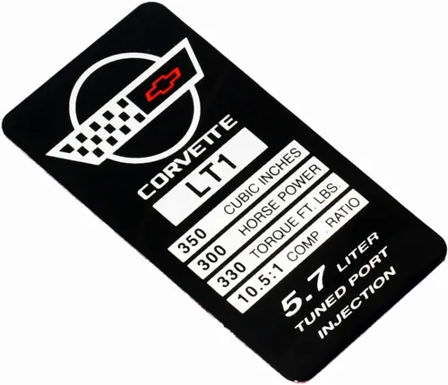 Vista 4 de 1 pieza C4 Corvette 1992 LT1 Sopa Motor ID Spec Metal Data Plate Consoler Emblema 3D Placa de identificación de repuesto para Corvette