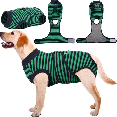 Vista 33 de Kuoser - Traje de recuperación posterior a la cirugía para perros y gatos, camisa profesional y vendaje de heridas abdominales, reemplaza collar