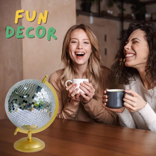 Vista 8 de Globo de bola de discoteca, estatuas de decoración del hogar, escultura clásica de arte de mesa con base de metal, esculturas estéticas decorativas