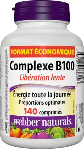 Vista 2 de Webber Naturals Vitamina B100 Complejo Liberación de Tiempo, 140 Tabletas