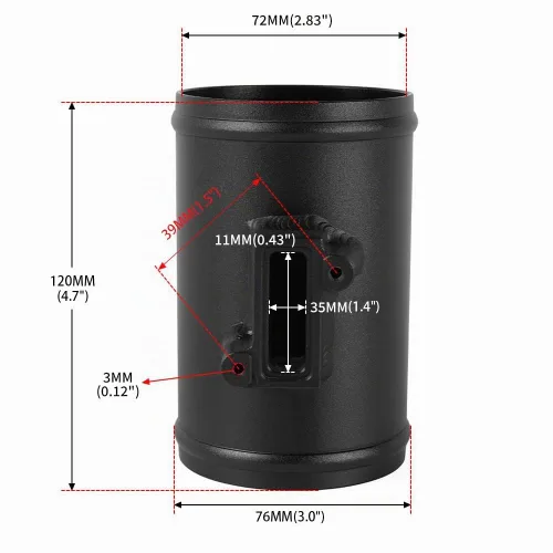 Vista 3 de BARTOO 3" Medidor de flujo de aire Base MAF Sensor Mount para Nissan Honda Negro