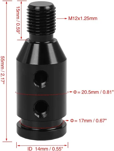 Vista 2 de X AUTOHAUX M12 X 1.25 Adaptador de pomo de cambio de marcha universal para coche, negro, para palanca de cambios sin rosca Black, Universal, Car