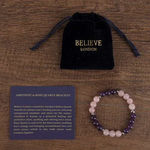Vista 2 de Believe London - Brazalete de gemas semipreciosas para curar los chacras para hombres y mujeres cristal contra la ansiedad piedra natural