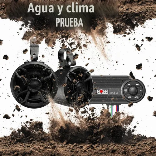 Vista 4 de NOAM NUTV5 - Kit de sistema estéreo marino ATV/carrito de golf/UTV, con 2 altavoces de torre de luz LED impermeables, controlador resistente a