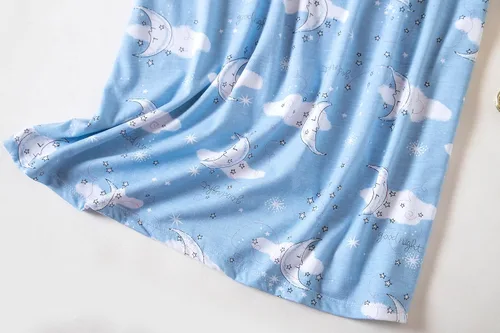 Vista 5 de Inadays Camisón de algodón para mujer, ropa de dormir de manga corta, camisón casual con estampado, pijama holgado y cómodo