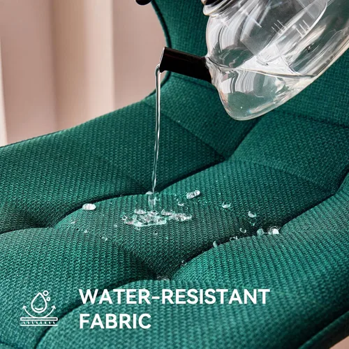 Vista 3 de Juego de 4 sillas de comedor, tela resistente al agua, modernas sillas tapizadas para comedor y cocina con patas de metal, color verde (solo sillas)