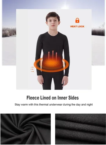 Vista 2 de Conjunto de 2 calzas térmicas de compresión y camisas de pantalones largos, forro polar cálido para niños