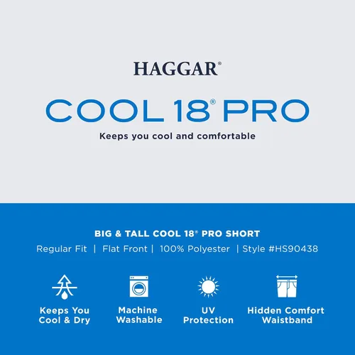 Vista 6 de Haggar Men's Cool 18 Pro Straight Fit Flat Front 4-Way Stretch Expandable Waist Short-Big & Tall Sizes