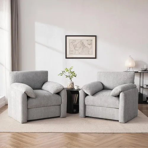 Vista 10 de Howjoe Sillón Extragrande de Chenilla, Sillas de Acento de 38.6 Pulgadas de Ancho para Sala de Estar y Dormitorio Silla de Descanso Moderna, Silla