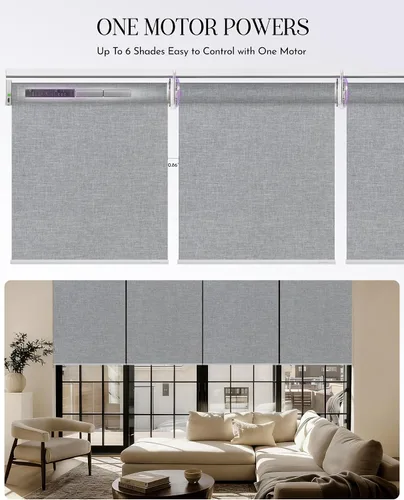 Vista 2 de Graywind Persianas enrollables inteligentes compatibles con Alexa Google, persianas motorizadas de tamaño personalizado para ventanas