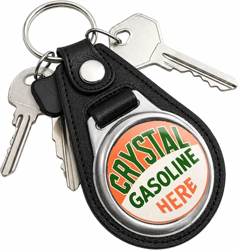 Vista 100 de Brotherhood Round Key Chain for Vintage Motor Oil, Petroleum, and