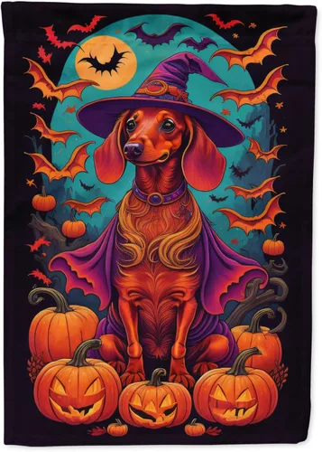 Vista 51 de Caroline's Treasures DAC1466GF - Bandera decorativa para jardín de Halloween de Affenpinscher Witchy para jardín, decoración para patio exterior