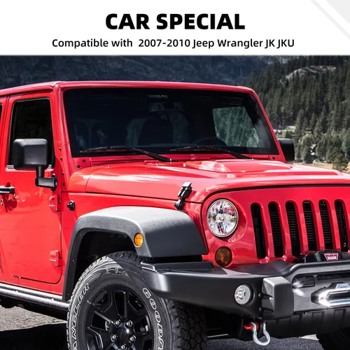 Vista 6 de Cubierta de botón de interruptor de aire acondicionado de fibra de carbono compatible con Jeep Wrangler JK JKU Sport X Sahara Rubicon 2007-2010