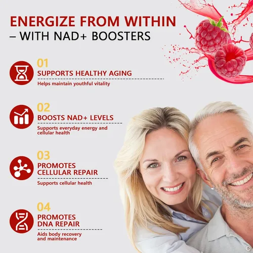Vista 4 de Suplemento NAD 1000 mg paquetes líquidos – Suplementos NAD para mujeres y hombres con ribósido de nicotinamida, resveratrol, PQQ, quercetina
