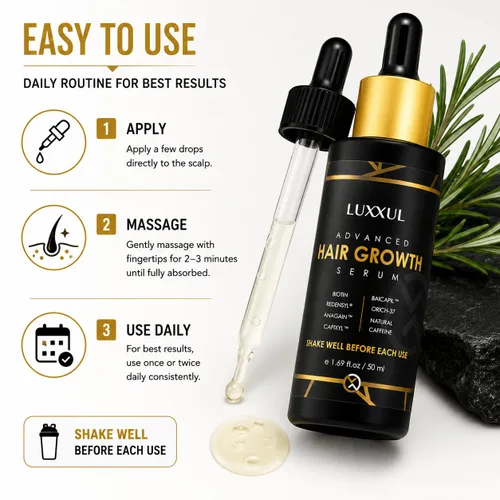 Vista 6 de LUXXUL Suero de apoyo para el crecimiento del cabello, 1.7 fl oz - Suero natural activo Redensyl para cabello más saludable, más grueso y lleno