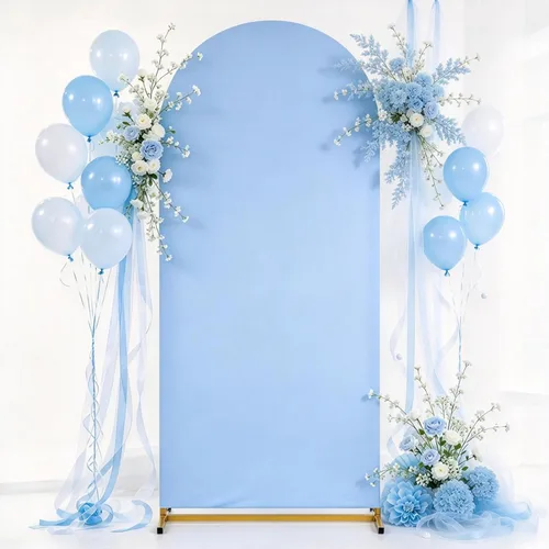 Vista 40 de SoarDream Cubierta de telón de fondo de arco de elastano beige ajustada 5 pies, cubierta de arco de boda globo con parte superior redonda, tela