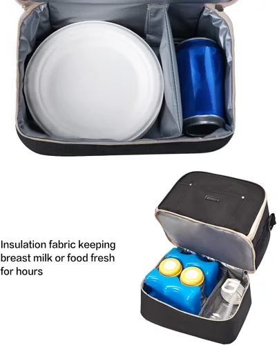 Vista 5 de Bolsa de extractor de leche con compartimento para extractor de leche, bolsa enfriadora y a prueba de humedad, doble capa para madre, extractor