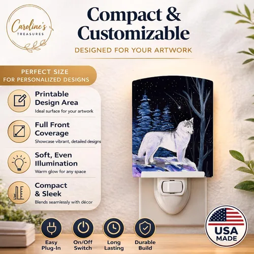 Vista 5 de Caroline's Treasures SS8400CNL - Luz nocturna de cerámica con forma de husky siberiano de noche estrellada, compacta, certificación UL, ideal