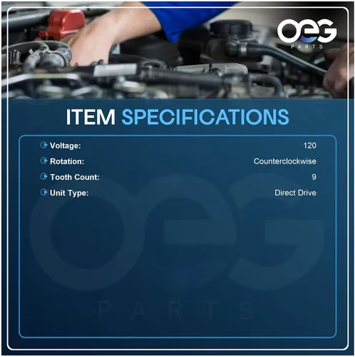 Vista 3 de OEG Parts Arranque eléctrico nuevo de 120V compatible con quitanieves Tecumseh de motor pequeño de 9 dientes HSK40 HSSK LH OH195 OHSK 33290E