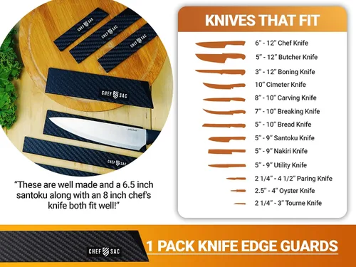 Vista 5 de Chef Sac Protectores de bordes de cuchillo, cubierta universal para cuchillo y protector profesional de cuchillos, protectores de cuchillos