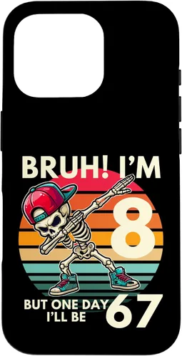 Vista 20 de Bruh I'm 8 But One-Day I'll Be 67 Retro 8th Birthday Kids Case for iPhone XR
