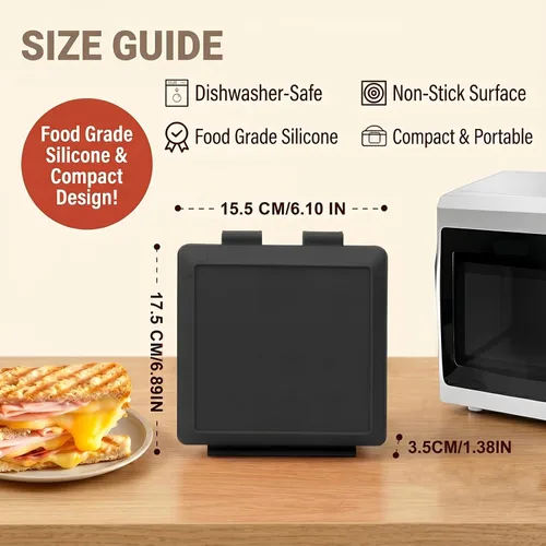 Vista 8 de Sandwichera para microondas, tostadora de microondas con correa de silicona ajustable, extraíble antiadherente para microondas a la parrilla