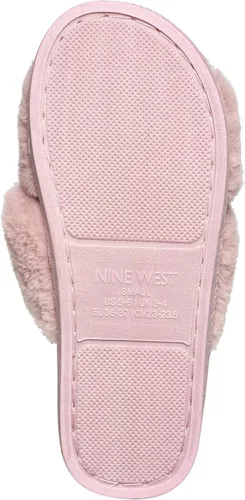 Vista 3 de NINE WEST Pantuflas cruzadas de piel sintética para mujer con puntera abierta