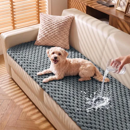 Vista 10 de TAOCOCO 100% Waterproof Couch Cover for Dogs, Washable Flannel Sofa Protector, Non Slip Sofa Covers for 3 Cushion Couch Pet Friendly, Soft Plush Cat