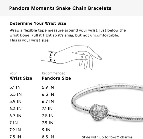 Vista 8 de Pulsera plateada de mujer Pandora 590727cz-18 Pave con forma de corazón