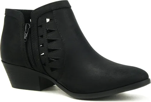 Vista 4 de SODA Chance - Botines de punta redonda y tacón apilado para mujer