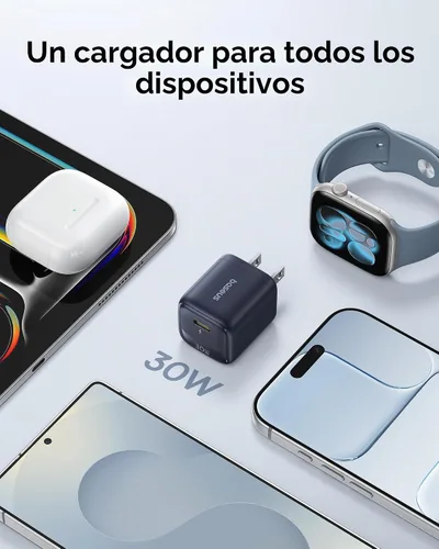 Vista 5 de Baseus Bloque de cargador USB C de 30 W, paquete de 2 cargadores rápidos 30W Gris Oscuro