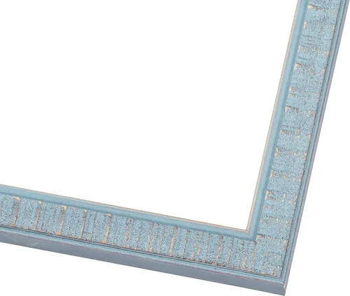Vista 4 de 11x11 Frame Blue Scuffed Farm Board Real Pine Wood Picture Frame Width 0.75 Inches Interior Depth 0.5 Inches Kingsley Blue Frame with UV