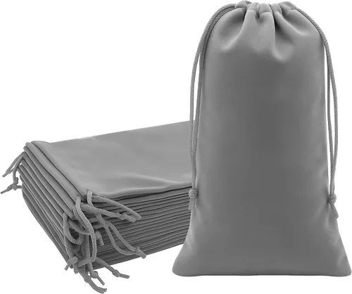 Vista 12 de Mandala Crafts Bolsas de terciopelo negro con cordón de 14 x 14 pulgadas, 10 bolsas grandes de terciopelo con cordón a granel para regalos de fiesta