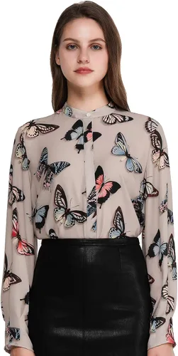 Vista 2 de Momo Jimmy Blusa de manga larga para mujer, holgada, casual, con estampado de cachemira, con botones