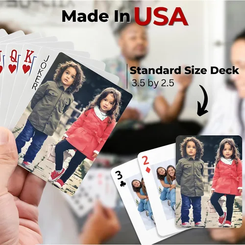 Vista 4 de Playing Card Deck Personalizado - Naipes personalizados con foto - Imprime tu texto/diseño en todas las cartas personalizadas - Regalo para bodas