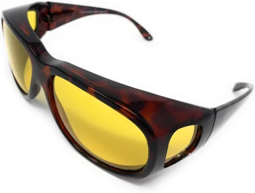 Vista 5 de Ajuste de conducción de visión nocturna amarilla sobre gafas desgaste sobre gafas