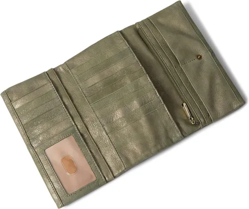 Vista 3 de Hobo Keen - Cartera triple para mujer, 100% cuero, correa de muñeca y cierre de botón, Abeto Dorado, talla única , Keen
