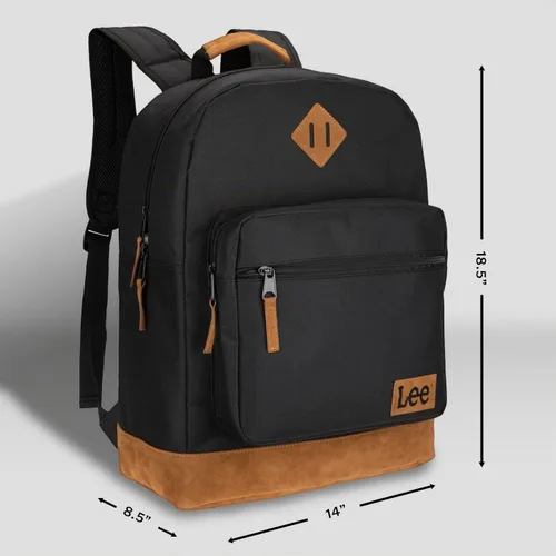 Vista 3 de Lee Authentic Jeans Company - Mochila de estudio para clase, funda acolchada para portátil de 15.6 pulgadas (negro)